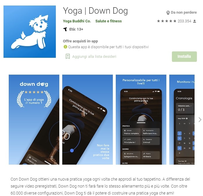 down dog app per fare yoga a pagamento min